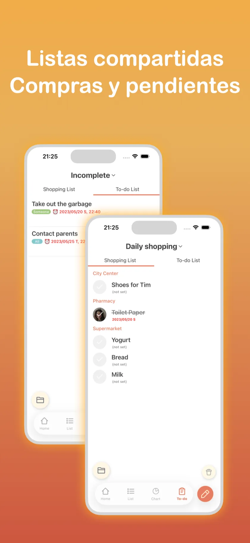 Listas compartidas — Listas de la compra y listas de tareas para el hogar