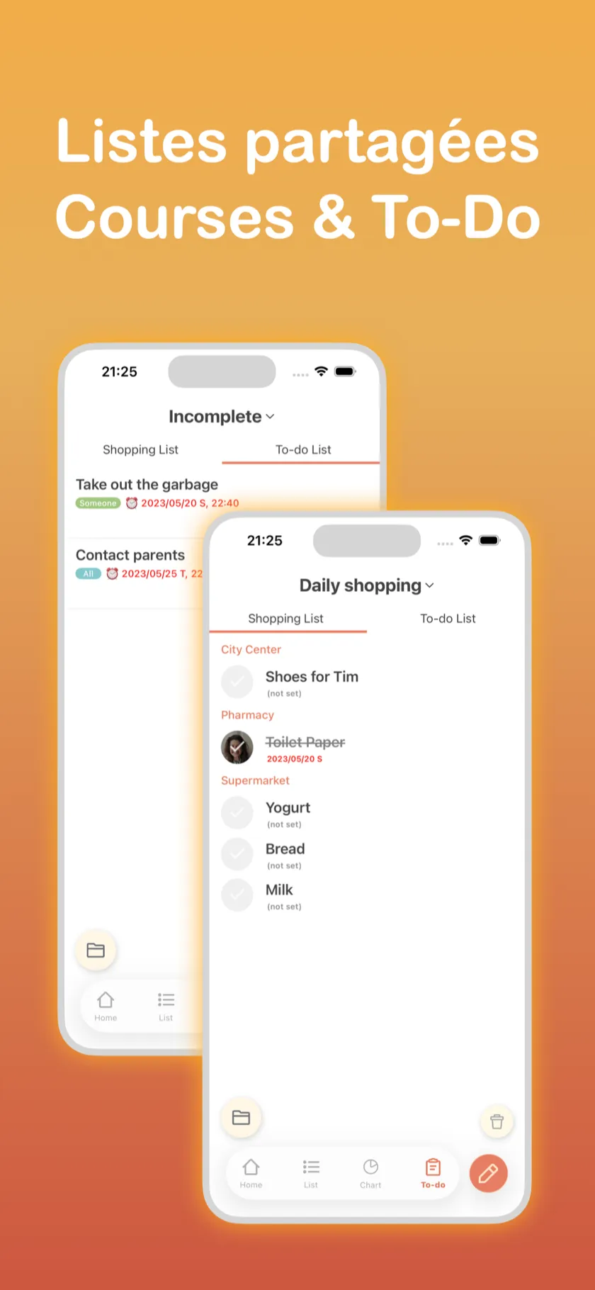 Listes partagées — Listes de courses et de tâches pour le foyer