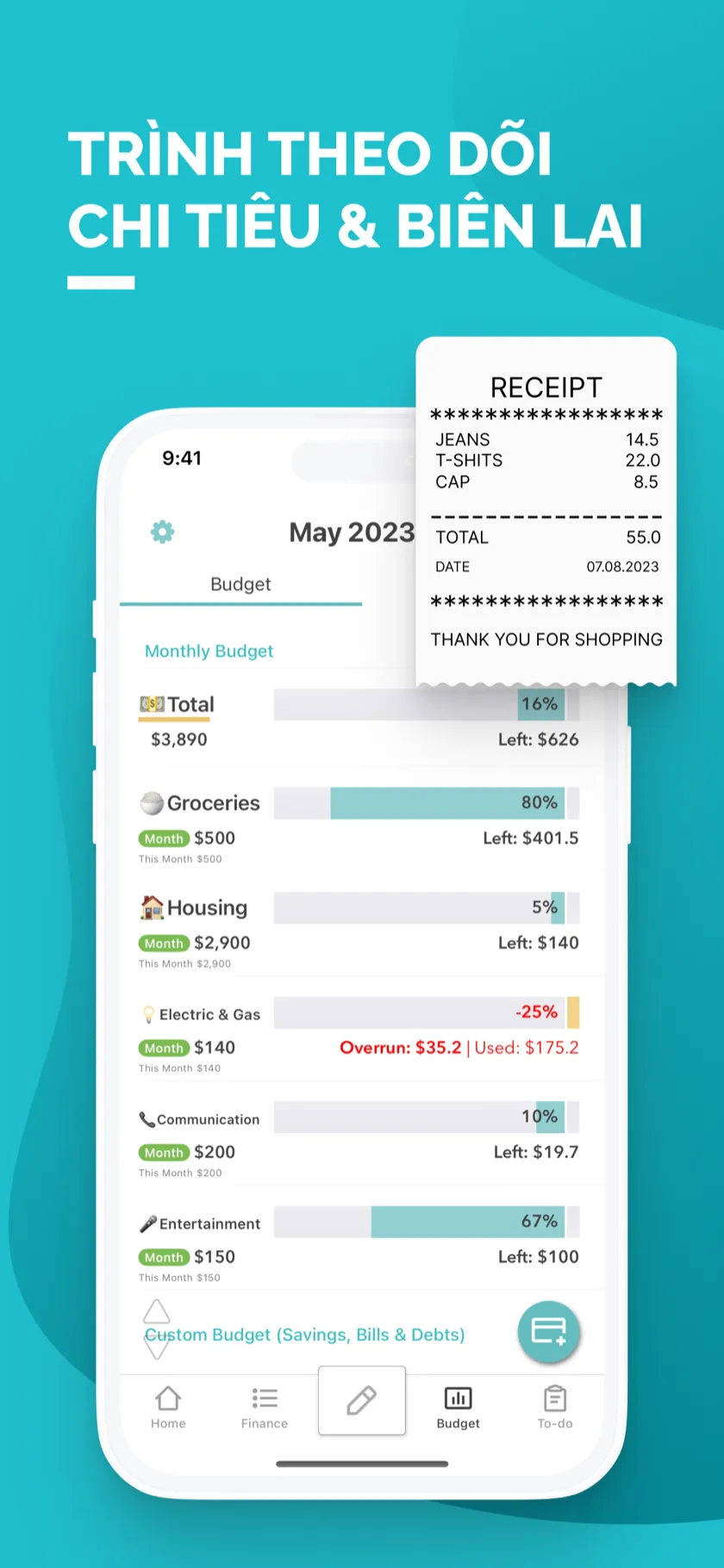 Theo dõi ngân sách và hóa đơn trong cùng một màn hình